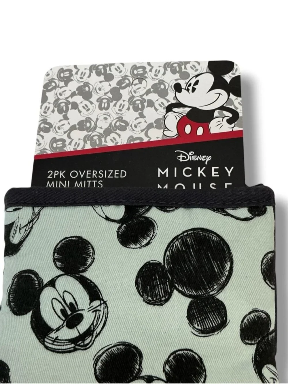 Disney Mickey Mouse Sketch Oven Mini Mitt 2 piece Set Green Black NEW